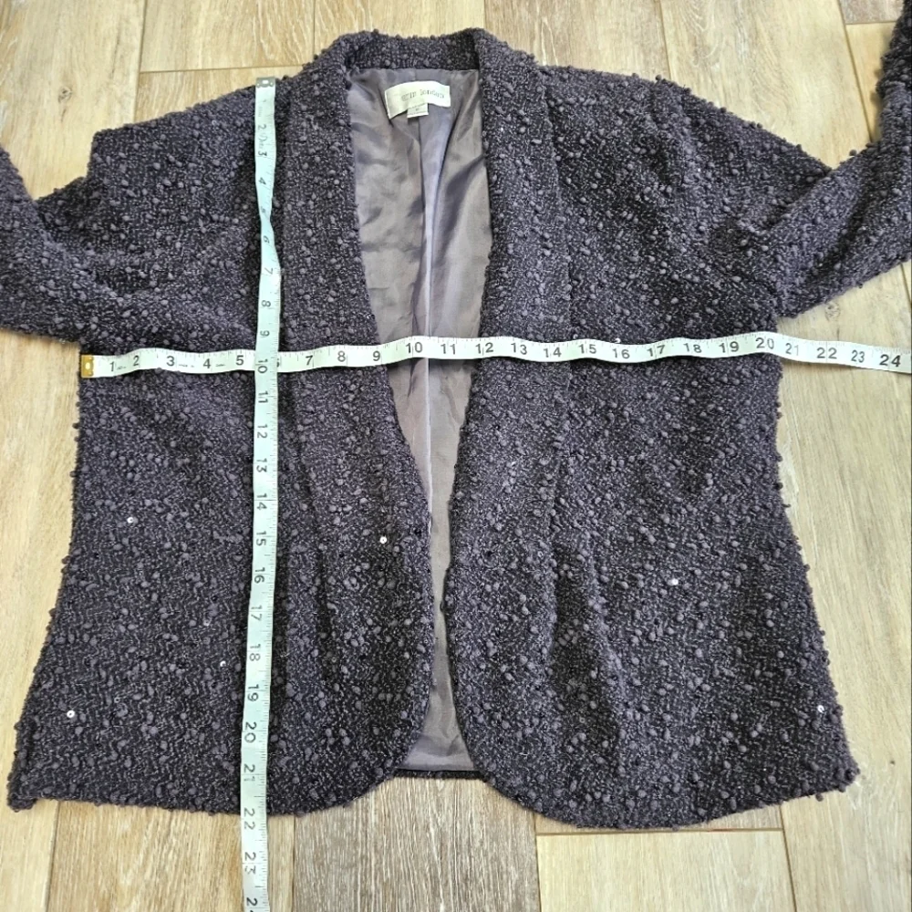 Erin London Popcorn Bouncel Sequence  Blazer Jacket Grey Charcoal Women's Medium